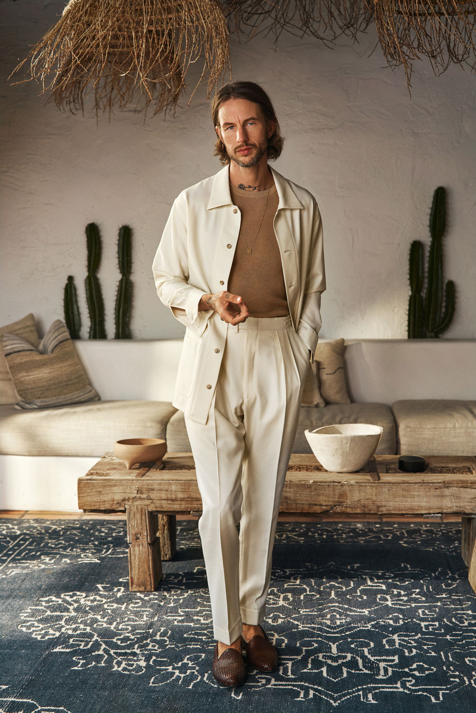 Cream Overshirt Suit