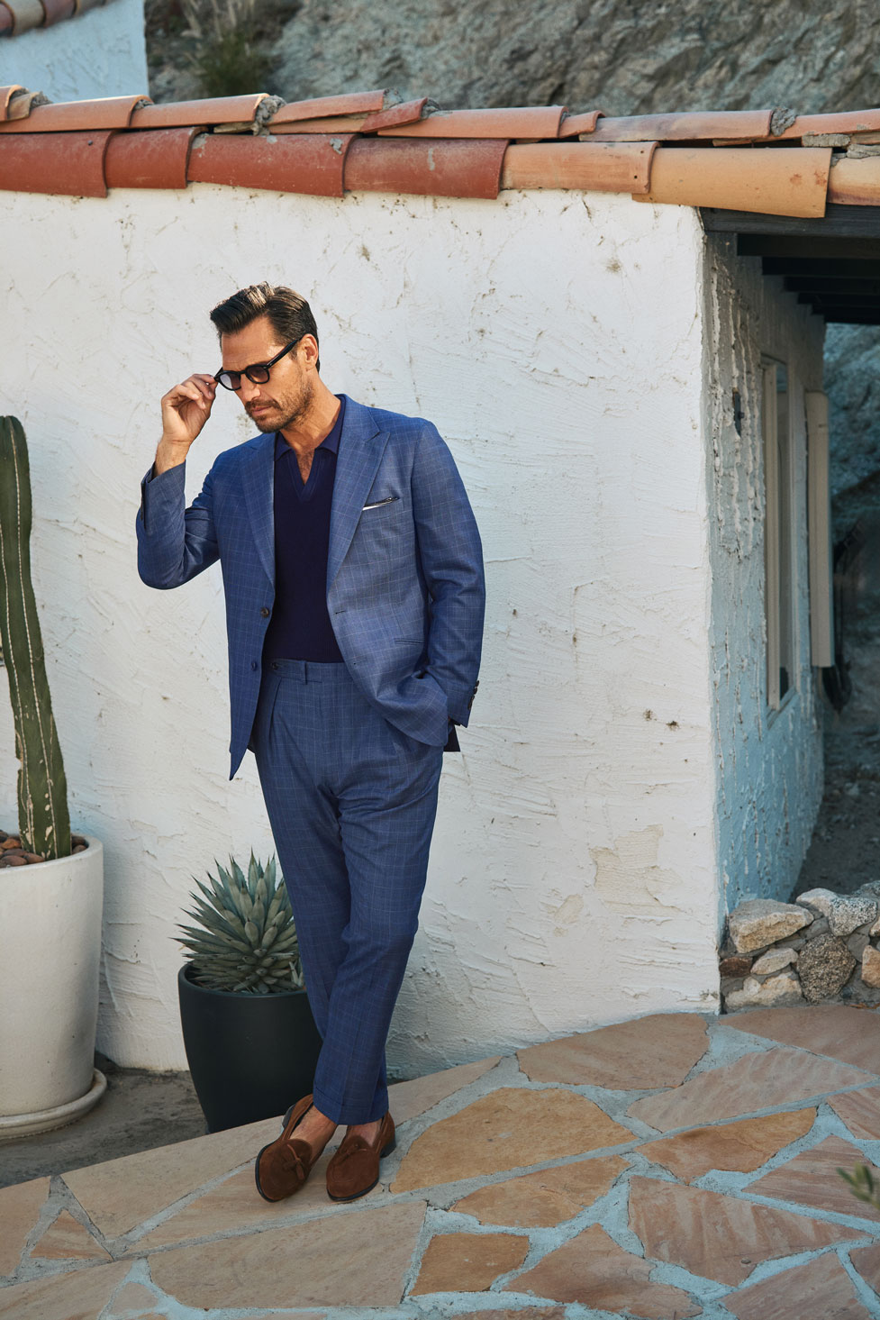 Navy Havana Collar Ribbed Polo