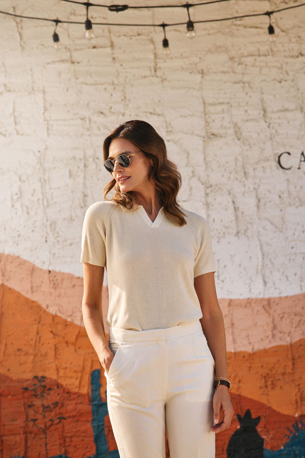 Cream Wool/Silk/Linen Trouser