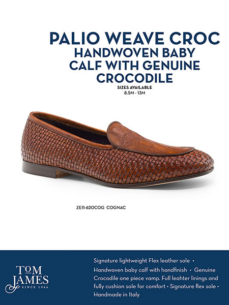 Zelli Sportswear Catalog Spring 2026                                                                                                                                                                                                                      , PALIO GENUINE CROCODILE AND CALFSKIN BASKETWEAVE SLIP ON - Zelli