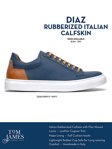 Zelli Sportswear Catalog Spring 2026                                                                                                                                                                                                                      , Navy Diaz Rubberized Calfskin Sneaker