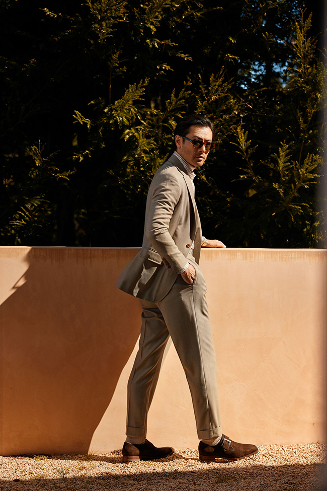 Men's Fall 2024 Look Book                                                                                                                                                                                                                                 , Tan Birdseye Suit
