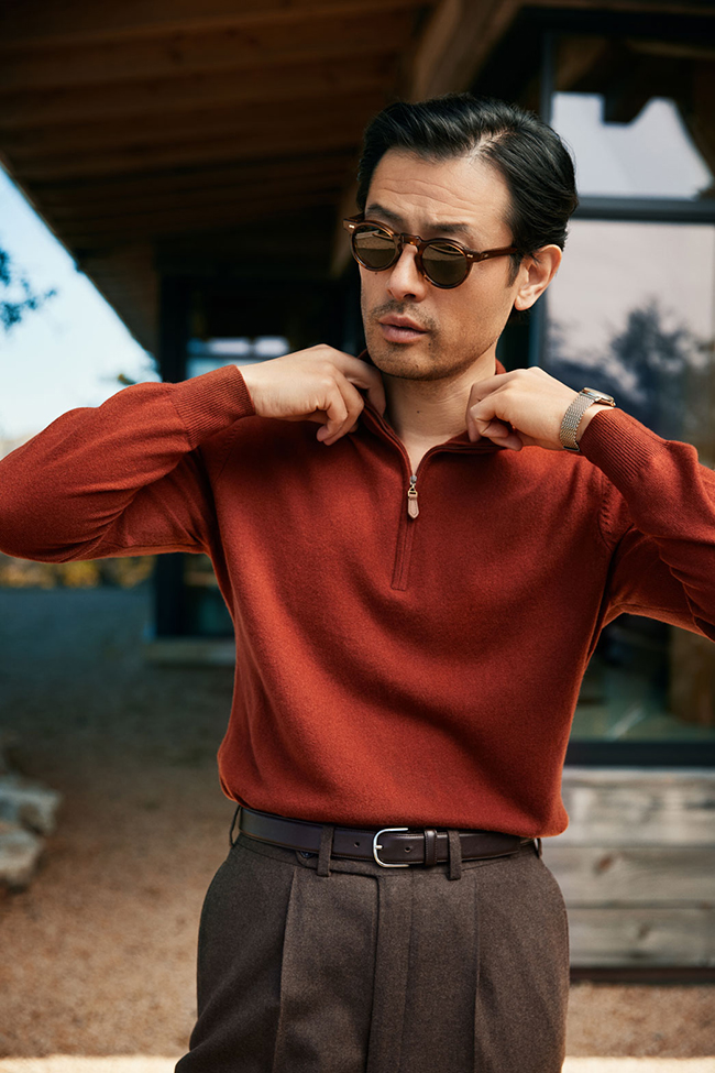 Orange Cashmere Quarter Zip