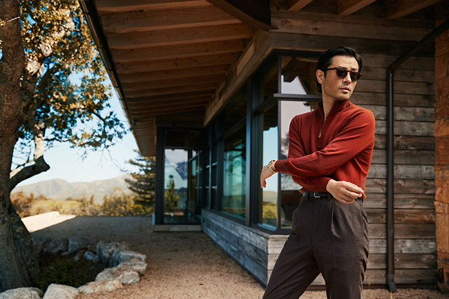 Orange Cashmere Quarter Zip