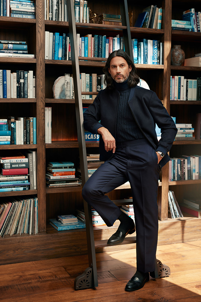 Men's Fall 2024 Look Book                                                                                                                                                                                                                                 , Navy Bomber Jacket