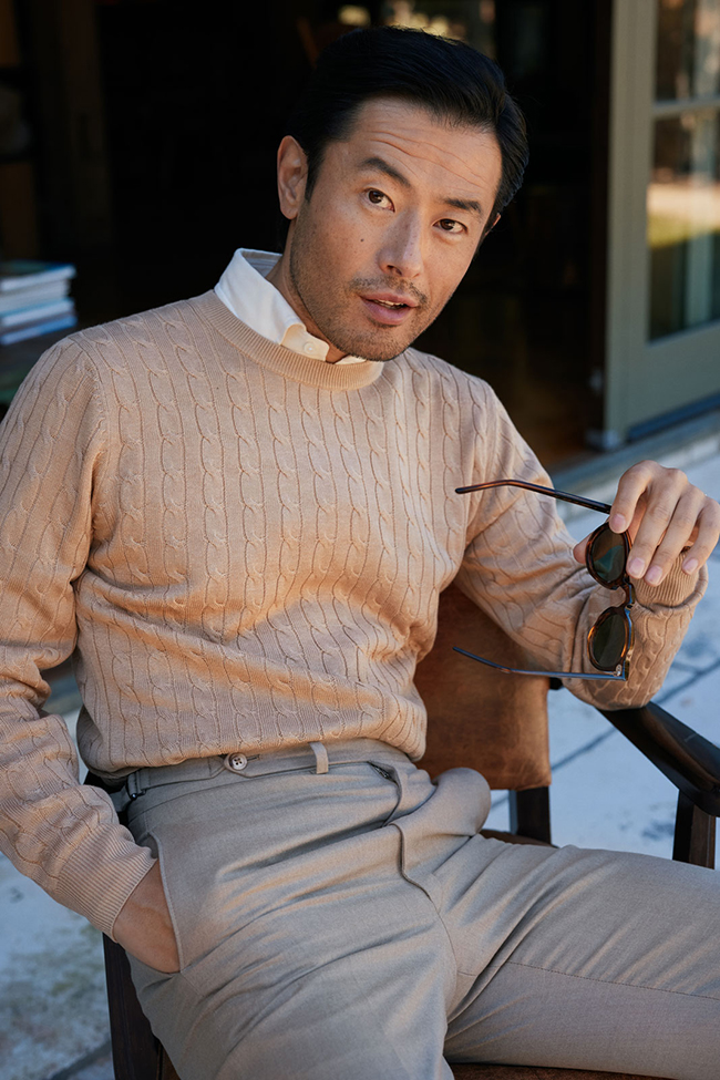 Camel Cable Knit Cashmere Sweater