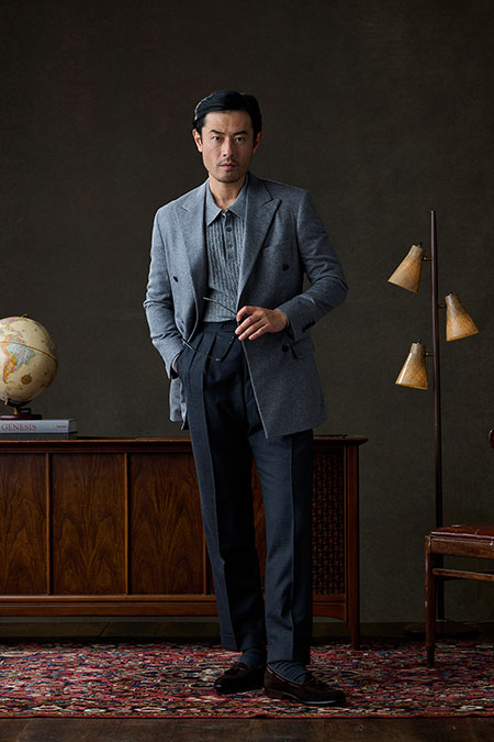 Piacenza Cashmere Blazer With Cable Knit Long Sleeve Polo