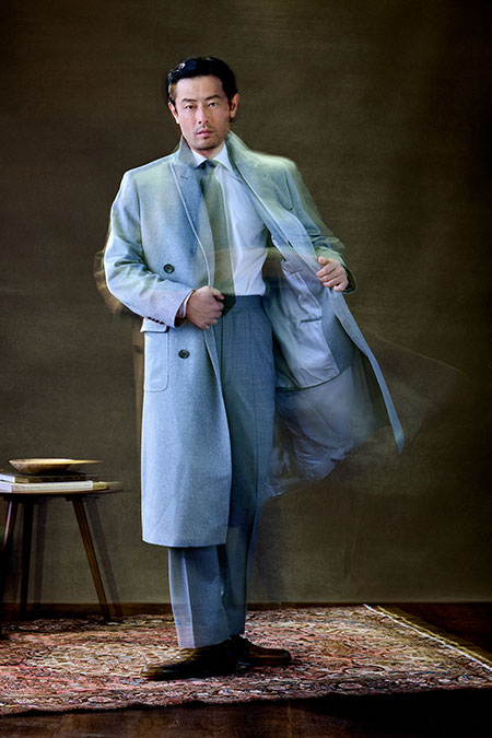 Light Gray Flannel Suit And Cashmere Top Coat