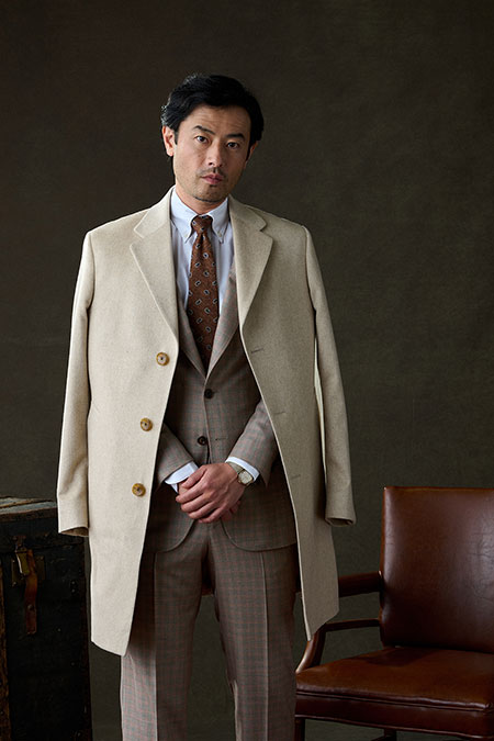 Men's Light Tan Rhamnusia Cashmere Bar Coat