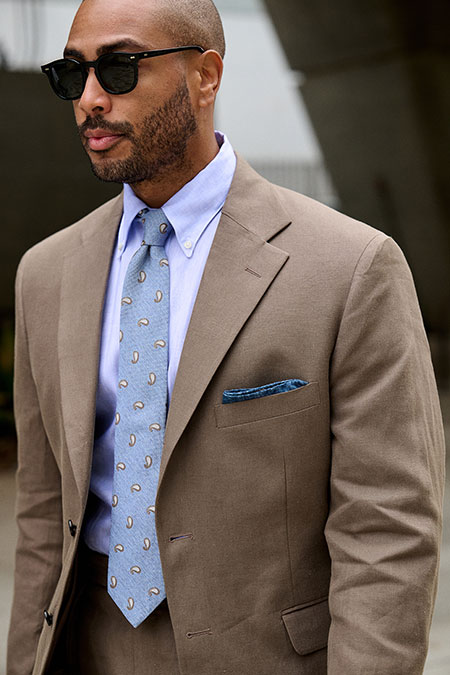 Mocha Crushed Linen Suit