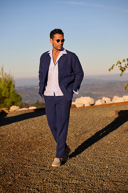 Navy Linen Overshirt Suit