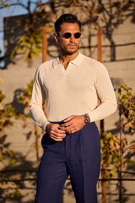 Long Sleeve Johnny Collar Polo Knit