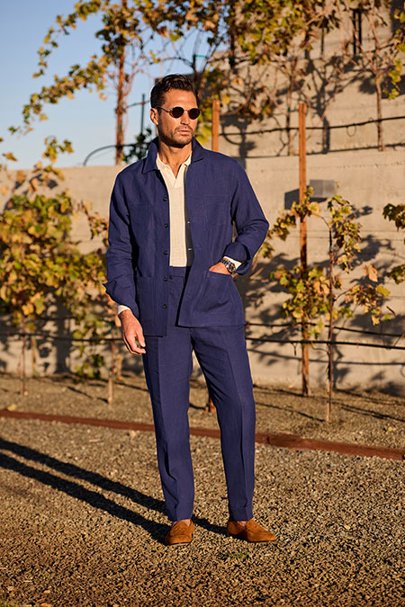 Navy Linen Overshirt Suit