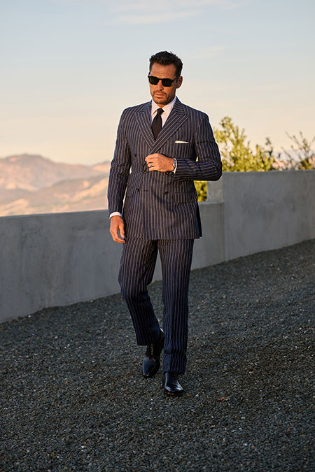 Navy Pinstripe Linen Suit