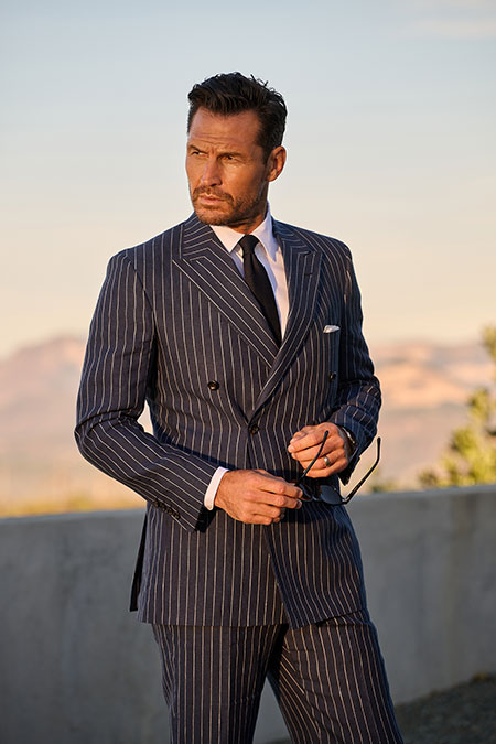 Navy Pinstripe Linen Suit