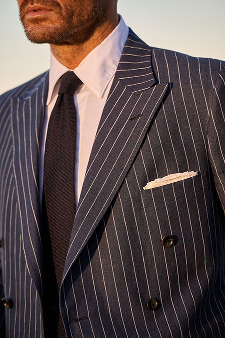 Navy Pinstripe Linen Suit