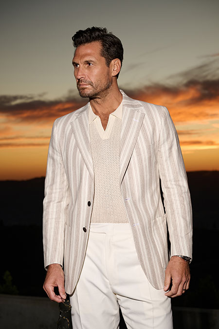 Ivory Long Sleeve Johnny Collar Polo Knit