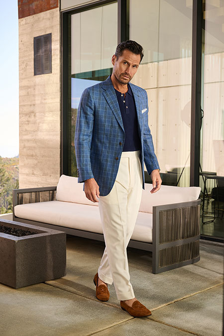 Blue Glen Plaid Linen Sport Coat