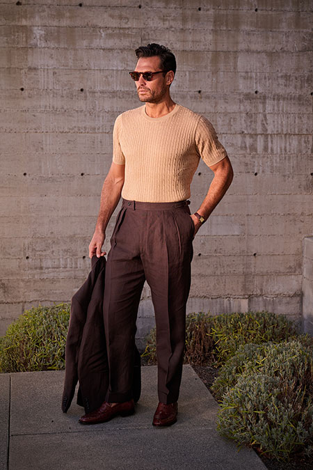 Camel Cable Knit Tee