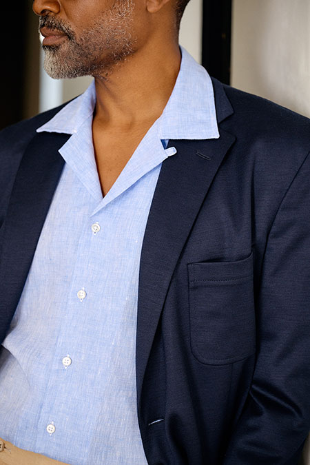 Navy Knit Lounge Coat