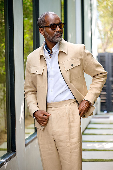 Tan Linen Trucker Jacket