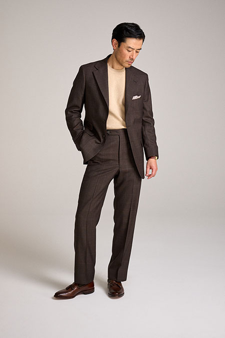 Men's Custom Capsule                                                                                                                                                                                                                                      , 100% Merino Wool Brown Glen Plaid Suit