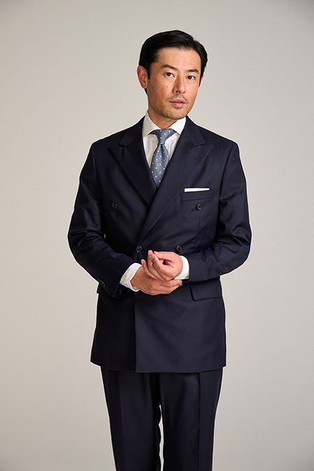 Men's Custom Capsule                                                                                                                                                                                                                                      , Double Breasted Navy 100% Super 120s Wool Suit