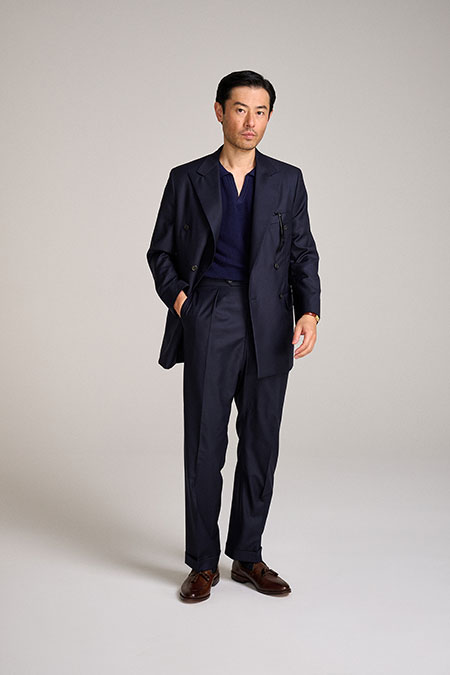 100% Super 120s Wool Double Breasted Navy Suit