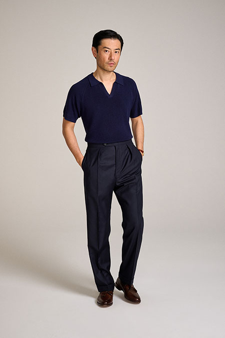 Navy Johnny Collar Polo