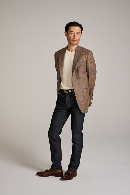 Tan Guncheck 100% Wool Sportscoat