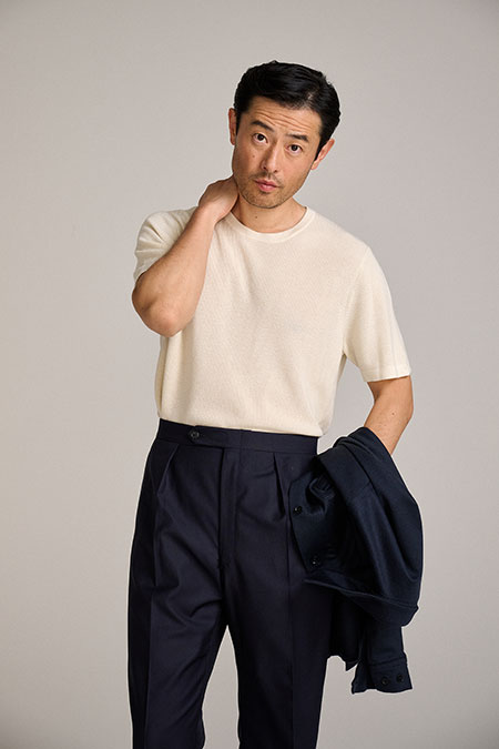 Navy Super 120s Wool Trousers