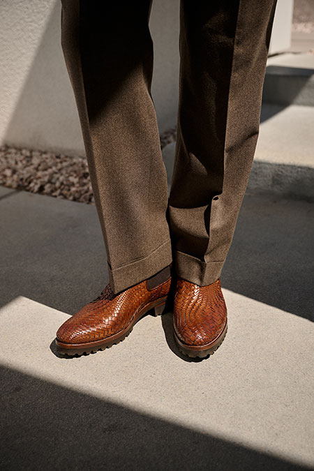 Men's FW26 Lookbook                                                                                                                                                                                                                                       , Brown Flannel Trousers & Zelli Footwear