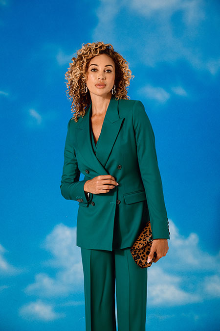 Women's Holland & Sherry Royal Mile Capsule                                                                                                                                                                                                               , Teal 3-Piece Suit - Holland & Sherry Royal Mile