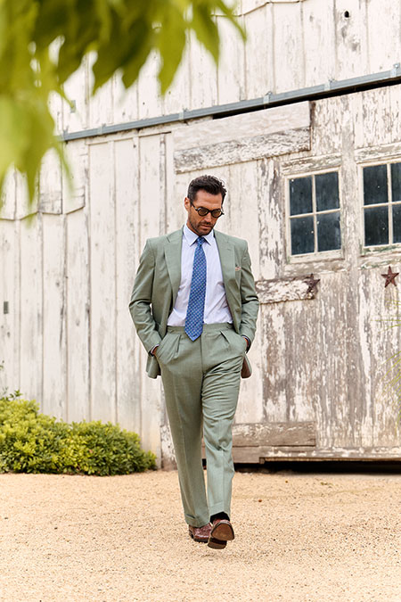 Olive Wool/Silk/Linen Suit