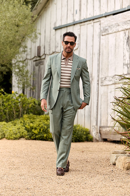 Spring Summer 26 Men's Lookbook                                                                                                                                                                                                                           , Striped Johnny Collar Knit