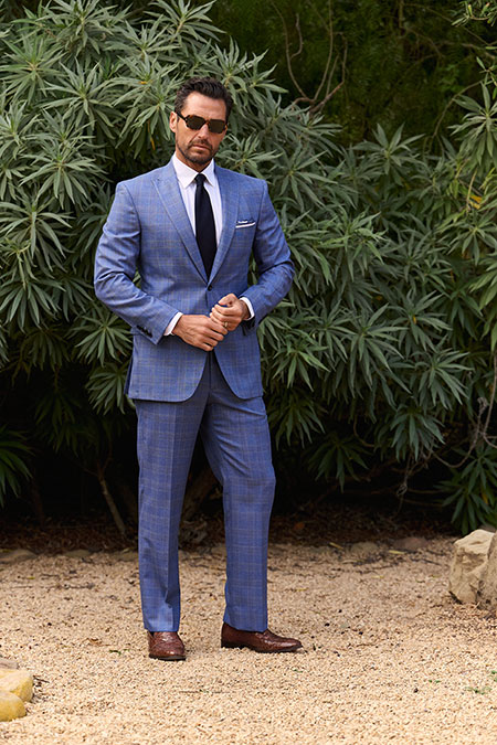 Spring Summer 26 Men's Lookbook                                                                                                                                                                                                                           , Blue Plaid Suit