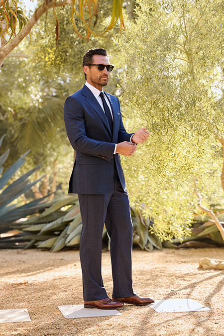 Spring Summer 26 Men's Lookbook                                                                                                                                                                                                                           , Navy Grid Check Suit