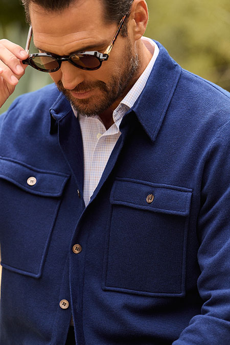 Navy Knit Overshirt