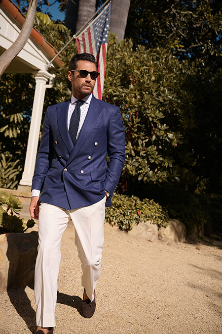 Spring Summer 26 Men's Lookbook                                                                                                                                                                                                                           , Navy Hopsack Blazer
