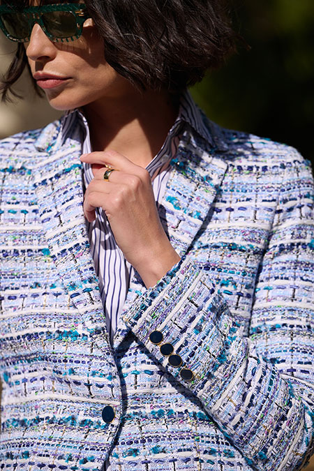 Spring Summer 26 Women's Lookbook                                                                                                                                                                                                                         , Blue Tweed Mix Jane Jacket