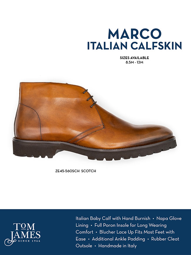                                                                                                                                                                                                                                                           , Marco Burnished Baby Calfskin Chukka Boot