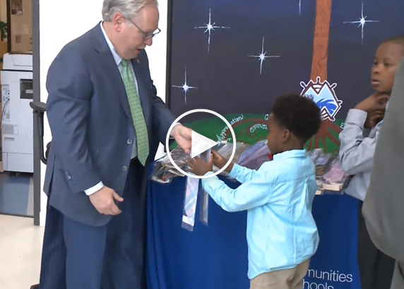 TOM JAMES DONATES OVER 300 TIES TO CHARLESTON STUDENTS